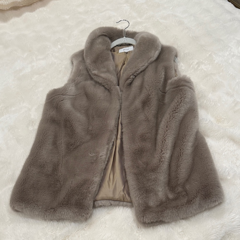 Reiss Brown Faux Fur Vest
